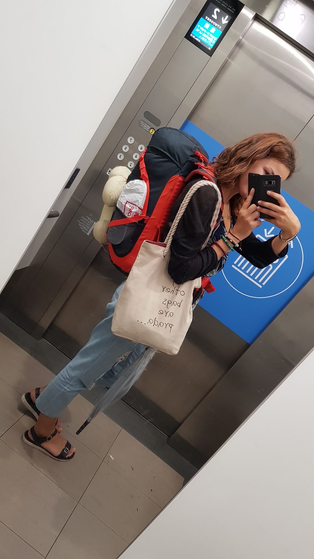 Selfie sac à dos